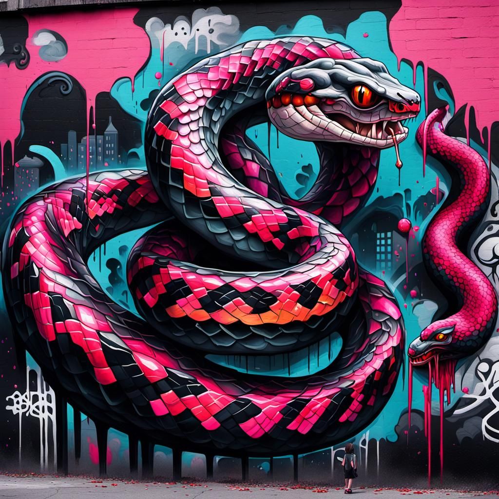 Snake-Human Hybrid in Graffiti Art Style
