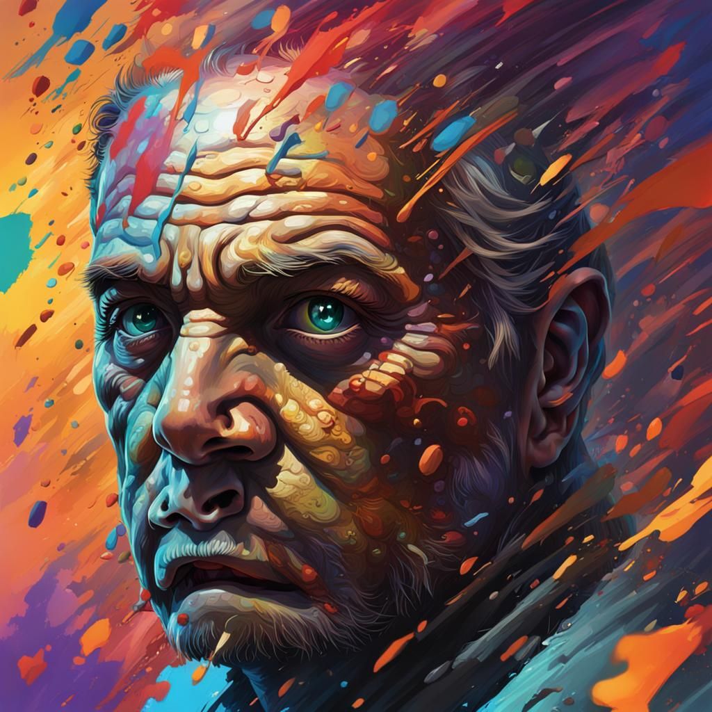 Hyperrealistic Face with Dramatic Lighting and Color