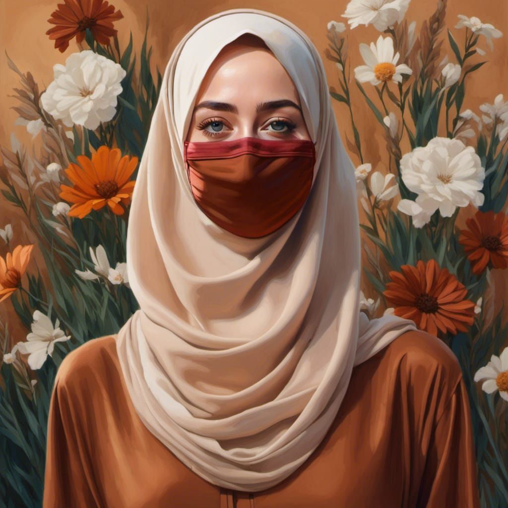 Earth Tone Hijabi in Oil Painting Style