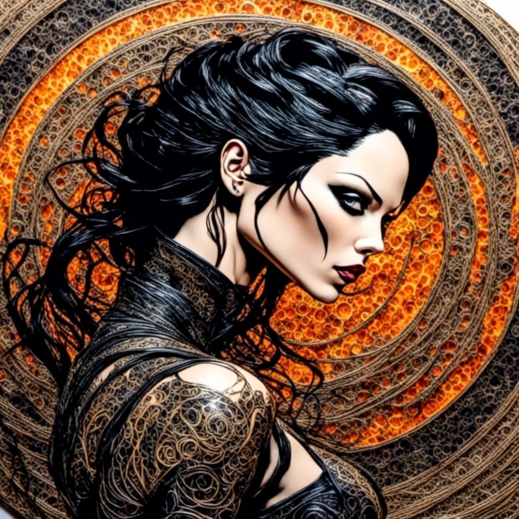 Aeon Flux in Zentangle Style