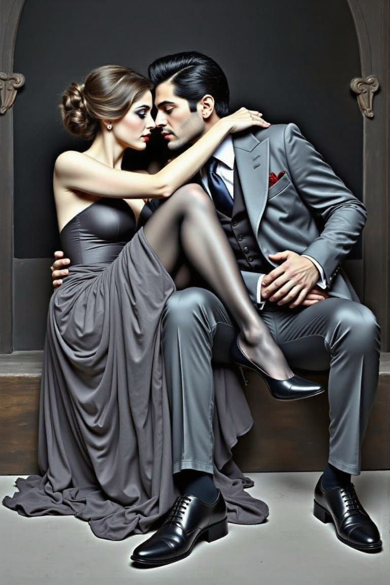 Gothic Romance Painting in 1930s Cartoon Style