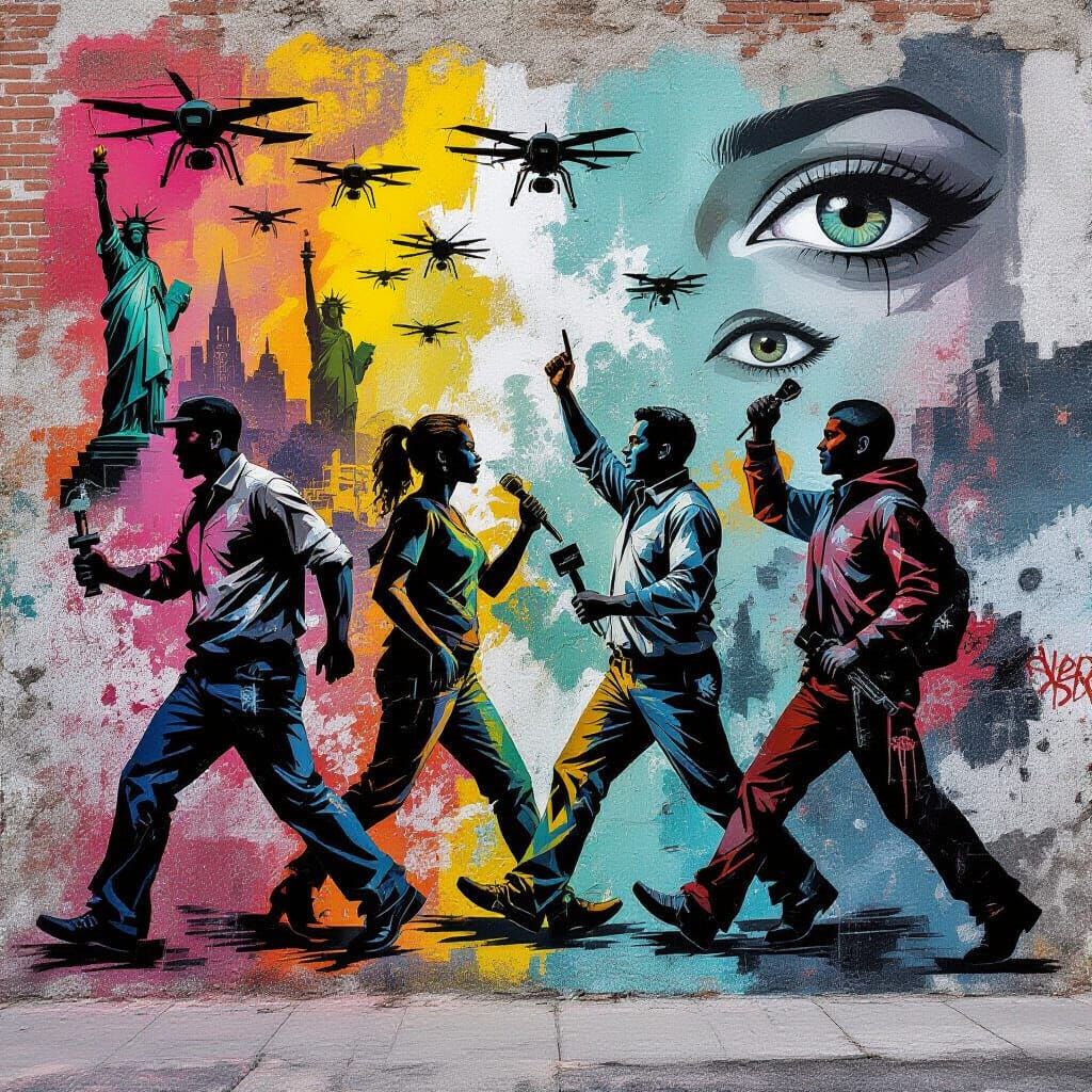 Powerful Mixed-Media Mural of Protest and Labor