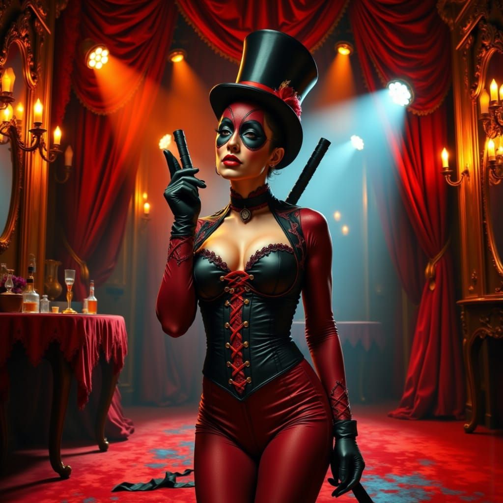 Cyberpunk Burlesque Deadpool Strikes a Pose