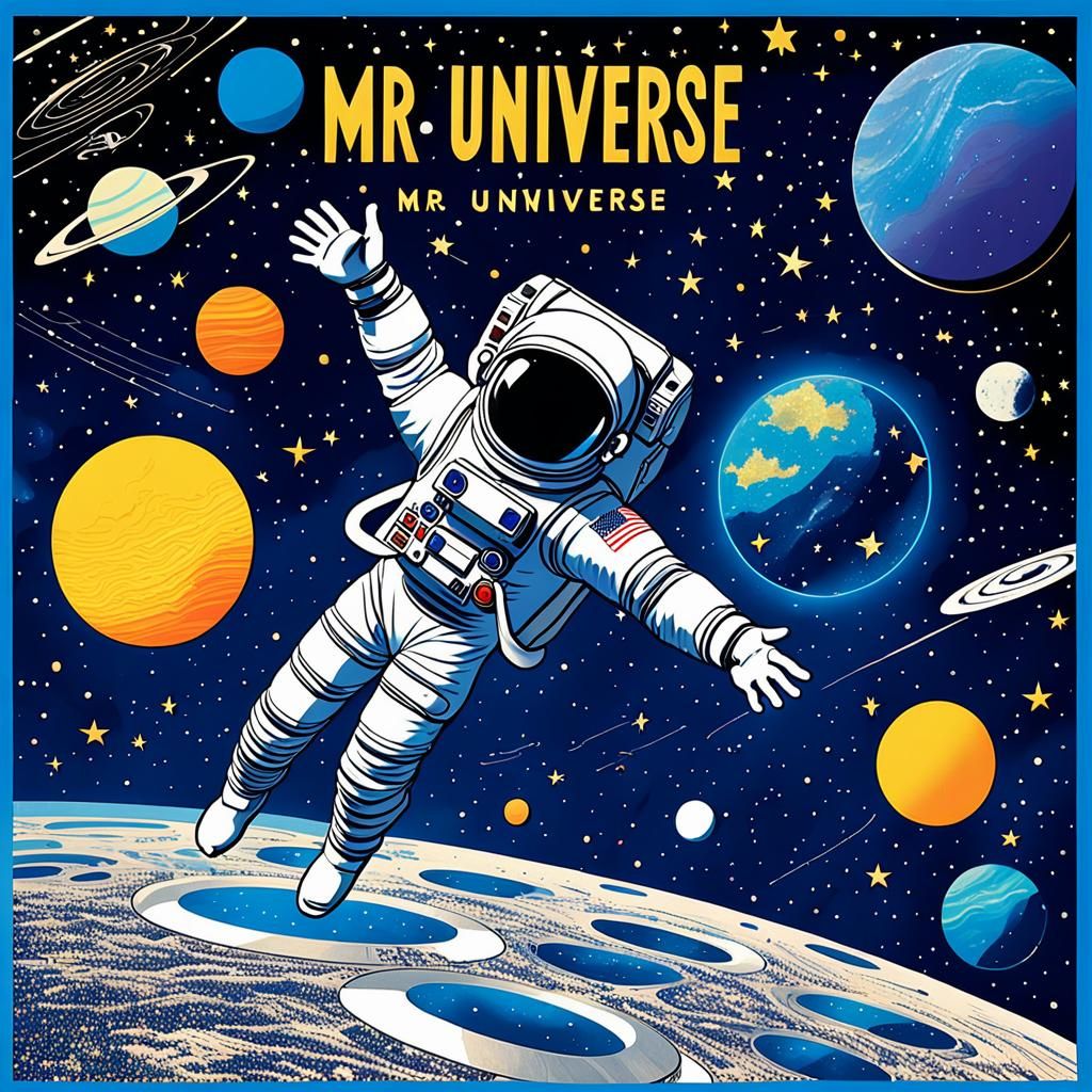 Retro-Futuristic Album Cover: Astronaut in Space