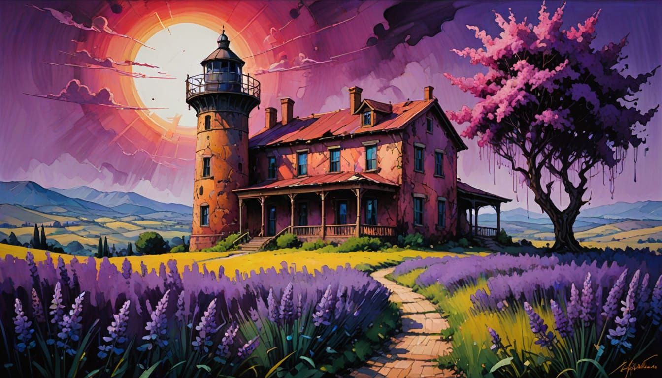 Mysterious Mediterranean Abode Amidst a Vibrant Floral Oasis