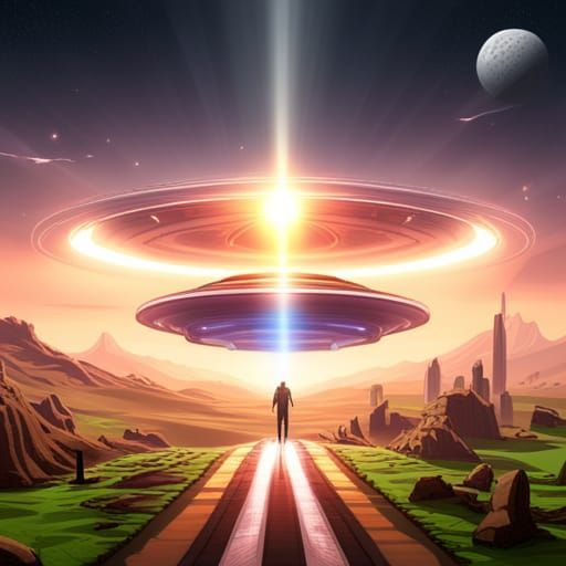 UFO Abduction of Cow: Hyperdetailed Concept Art