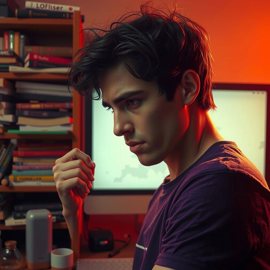 Young Man Exudes Frustration in Intimate Portrait