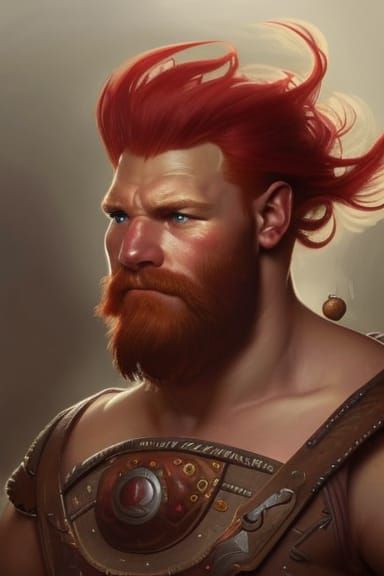 Dwarf Barbarian Portrait in Fantasy Art Style