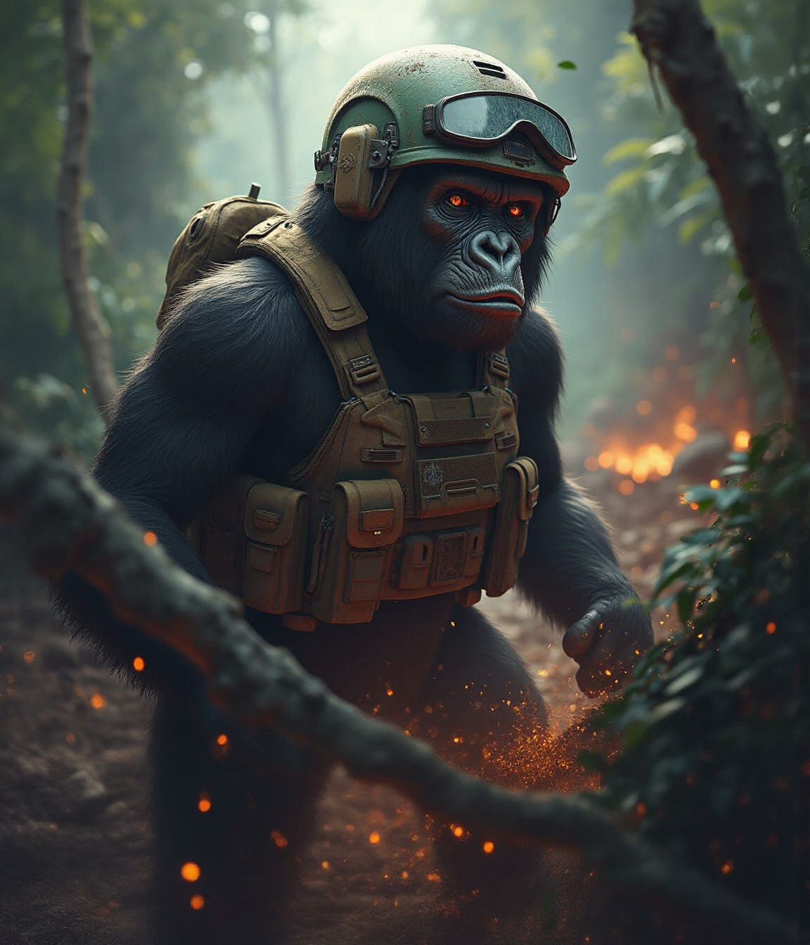 Gorilla Warfare Image Generated by AI
