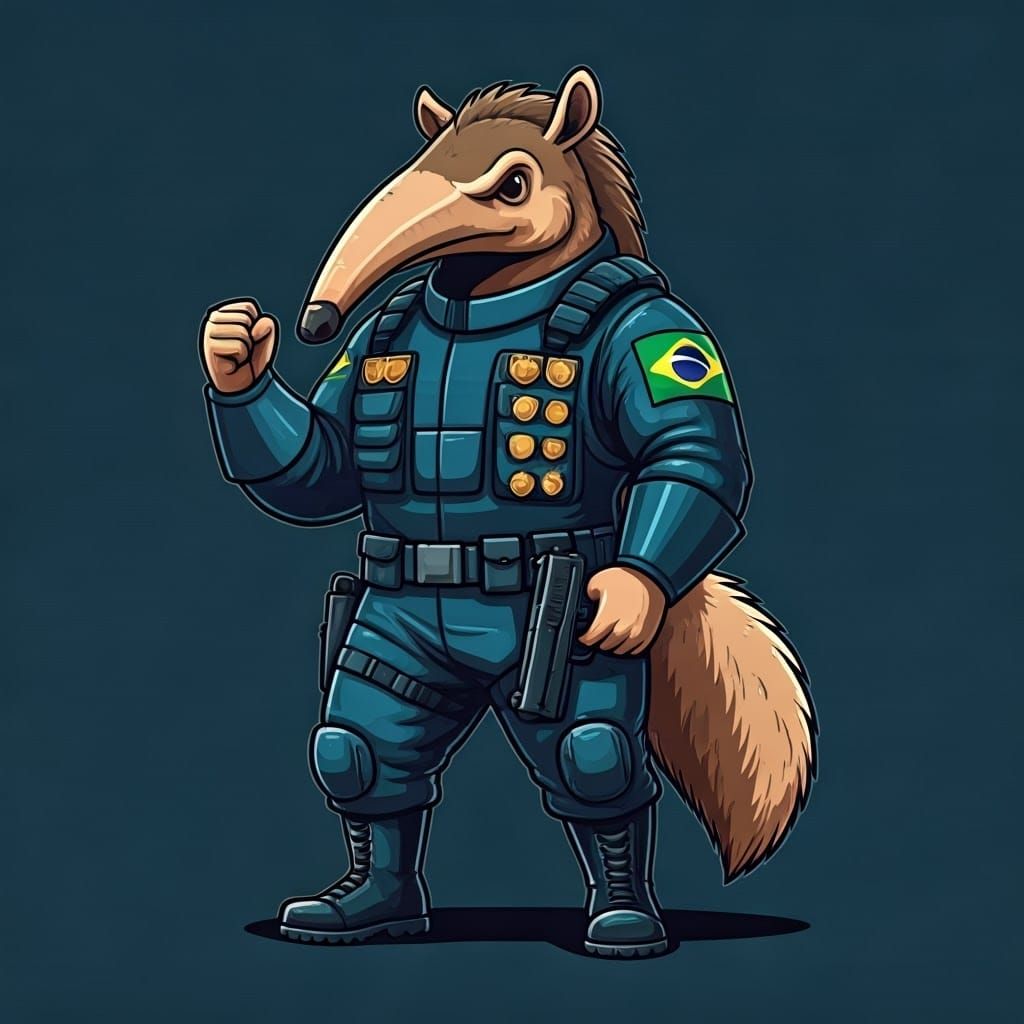 Anteater Mascot in Superhero Comic Book Style
