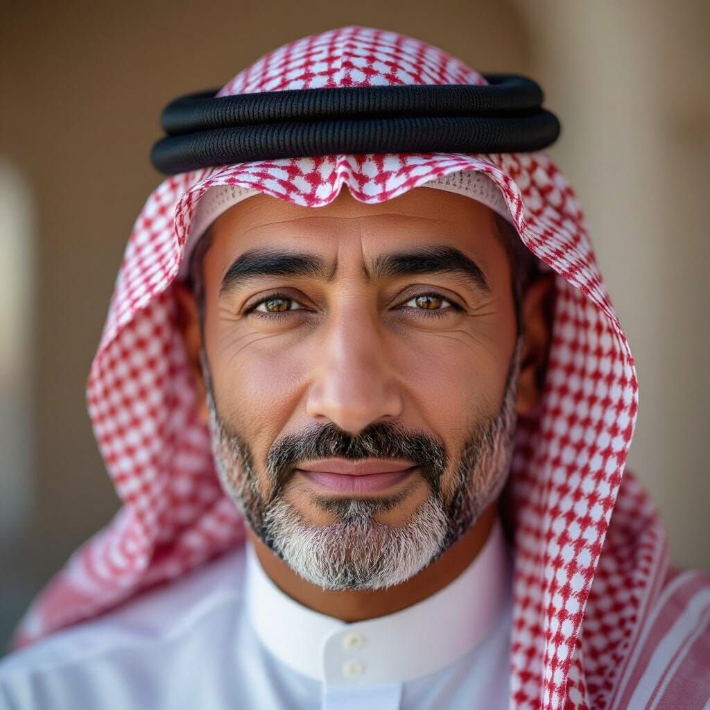 Photorealistic Portrait of a Saudi Man in His 40s