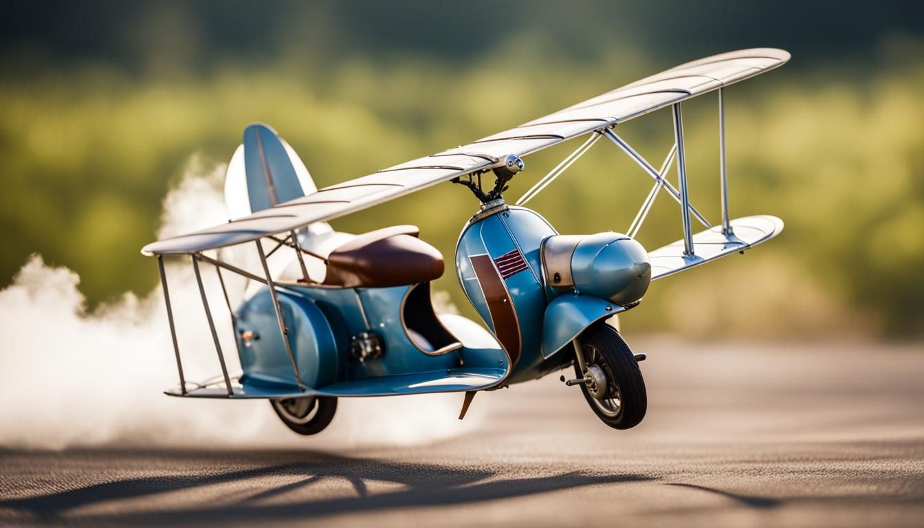 Flying Vespa in Wright Brothers Airplane Style