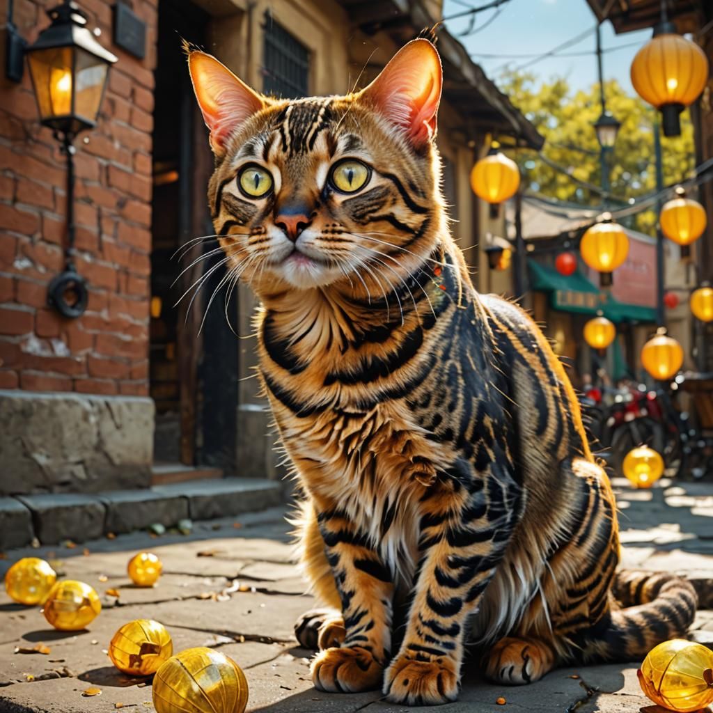 Bengal Cat with Expressive Eyes in Natural Light