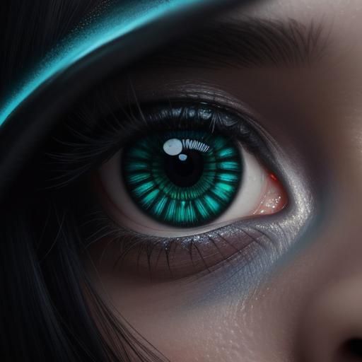 Gothic Oil Painting: Eye with Skull Reflection