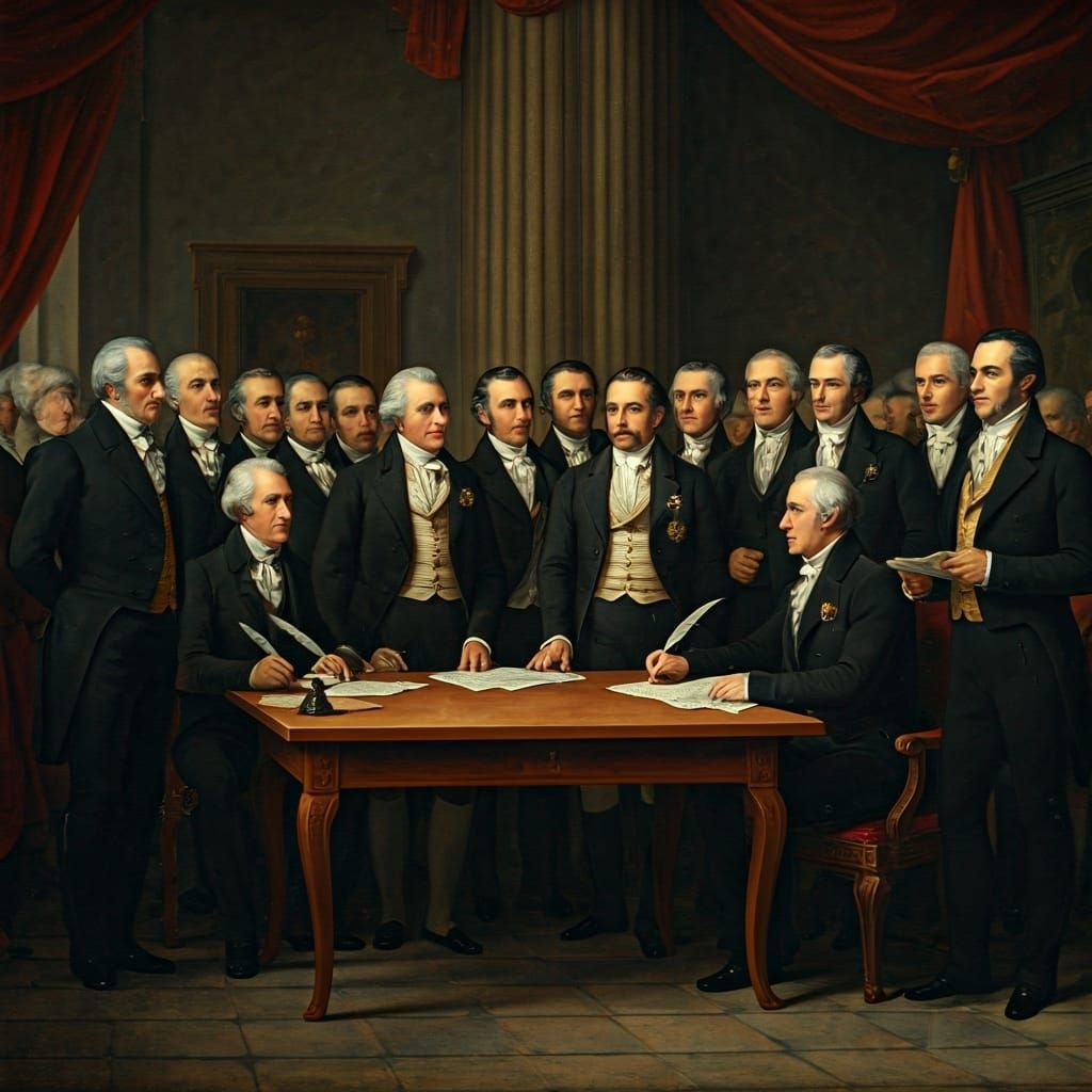 Treaty of Hidalgo Guadalupe Signing in Romantic Style