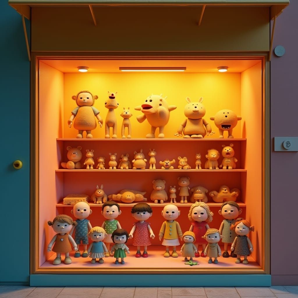 ELAINE BRINQUEDOS Storefront Displaying Wooden Toys