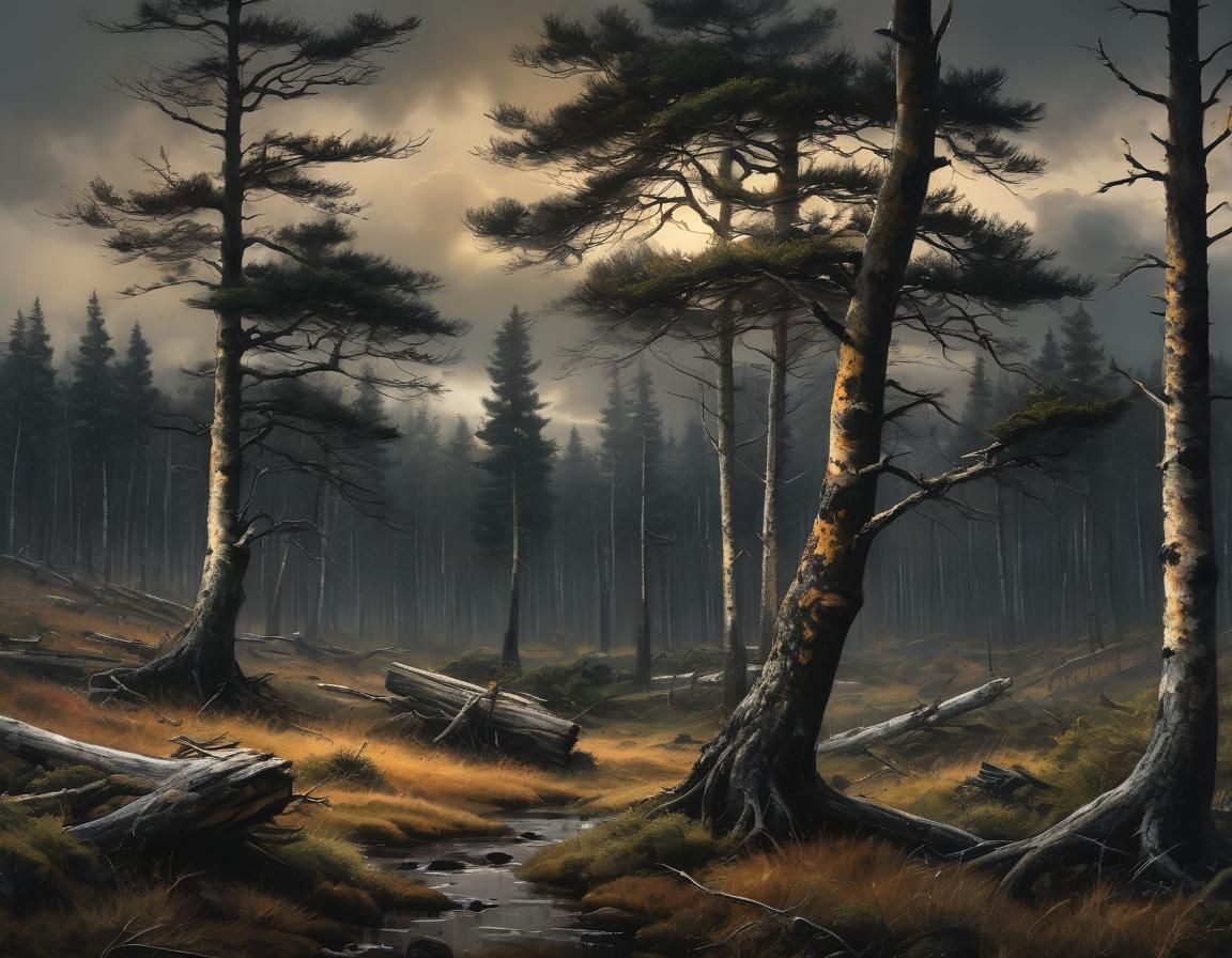 Ominous Moorland Landscape with Approaching Storm