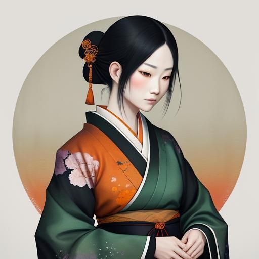 Japanese Onryo Portrait in Ukiyo-e Style