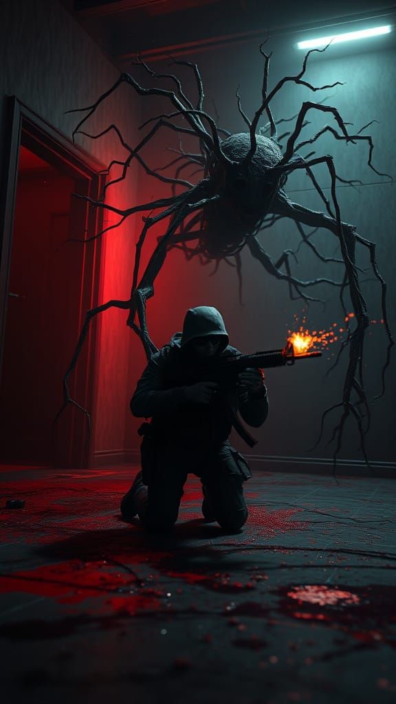 Slenderman Root Creature Attacks Soldier in Backrooms Enviro...