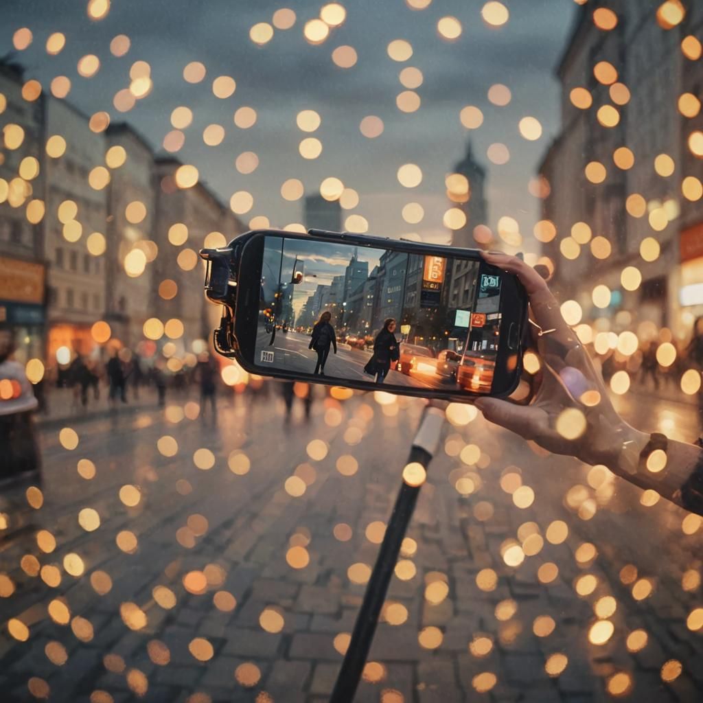 Woman with Smartphone in Lublin: Hyper-Realistic Digital Art