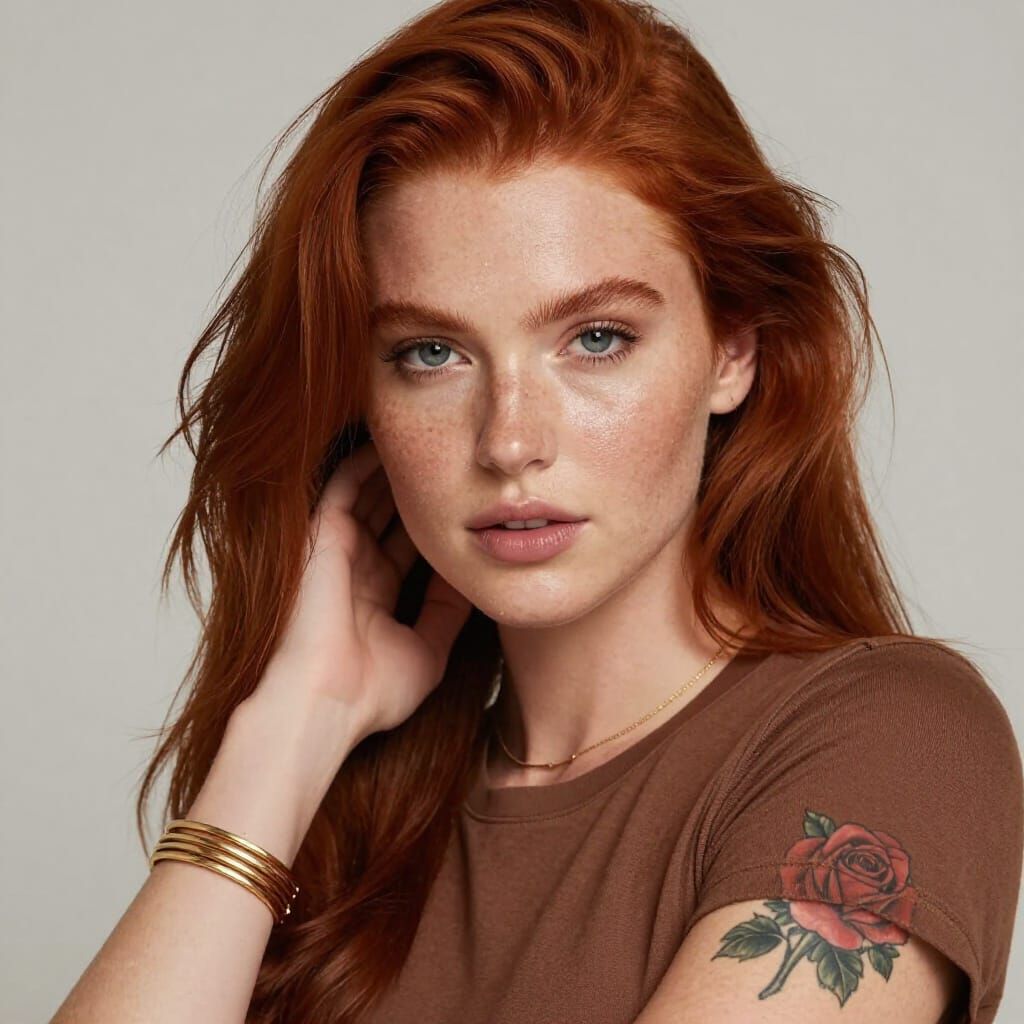 Striking Model with Red Hair in Studio Portrait