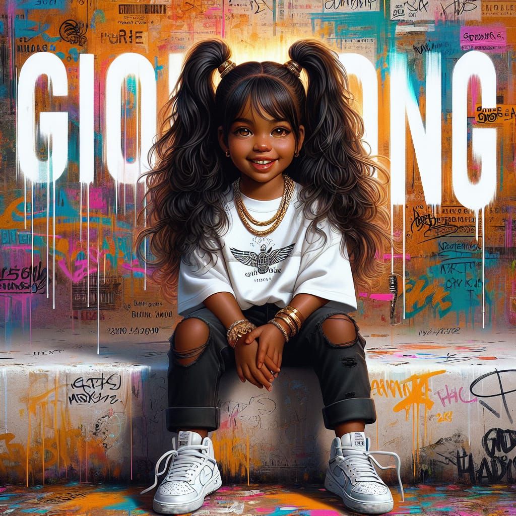 Vibrant Digital Oil Painting of a Young Girl