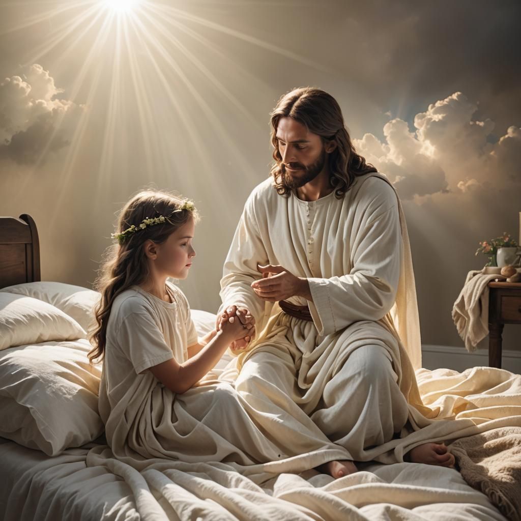 Jesus Comforts a Sick Child with Divine Light