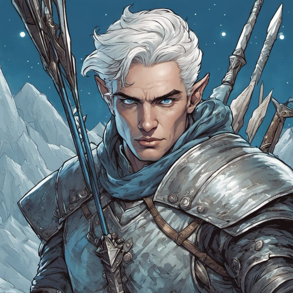 Moon Elf Archer in Comic Book Style