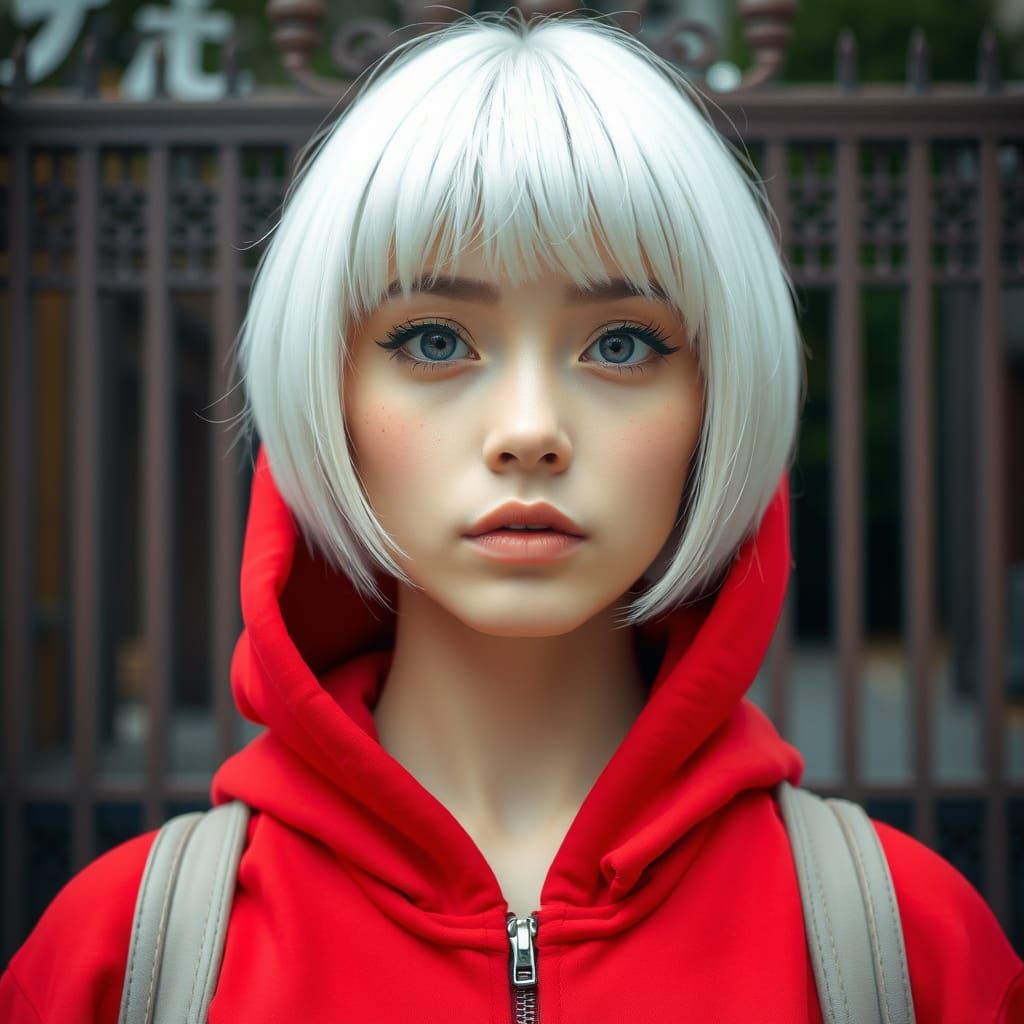 Ethereal Woman in Front of Grand Gate in a Moody Color Palet...