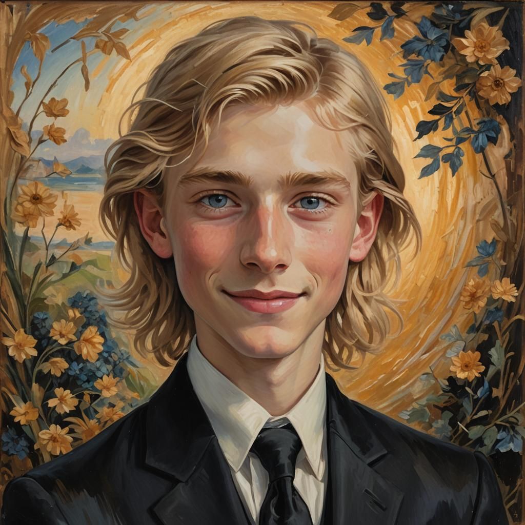 Boy with Blonde Hair in Romantic Portrait Style