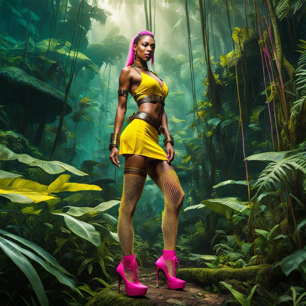 Amazonian Warrior Princess surveying her jungle