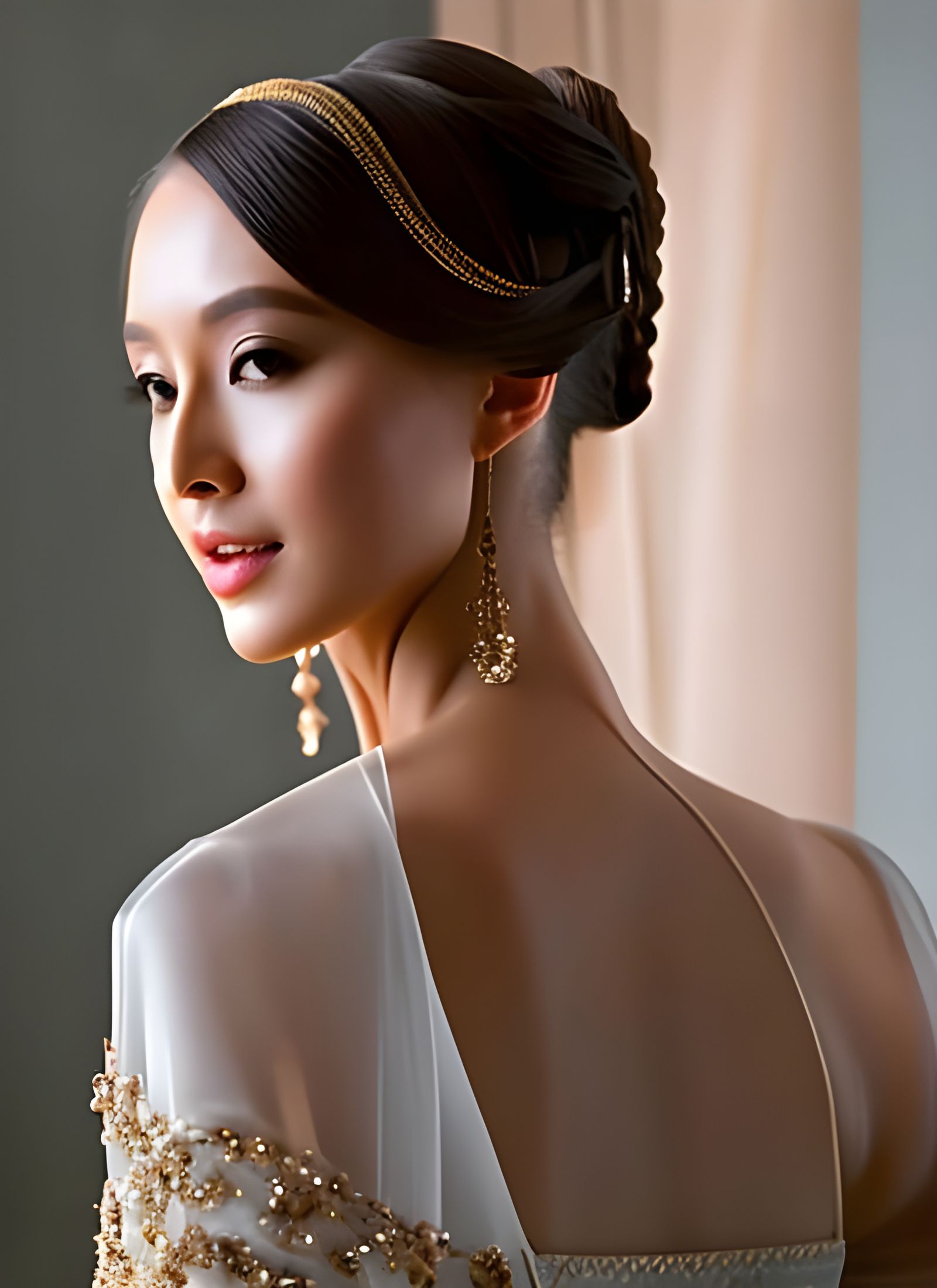 Renaissance Woman Portrait in Golden Hour Light