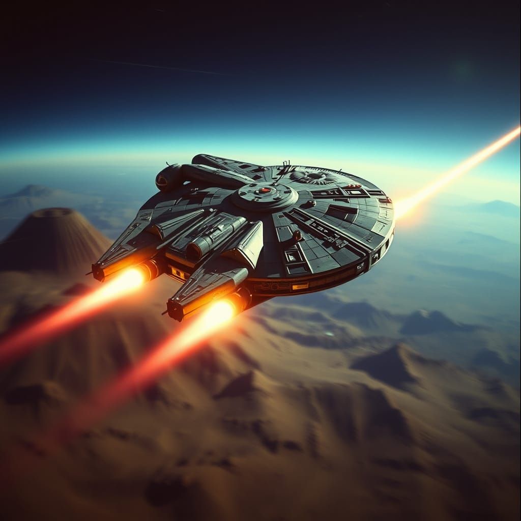 Epic Escape from Tatooine in Cinematic Film Style