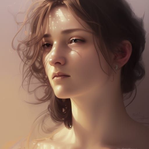 Mourning Woman Portrait in Hyperdetailed Style