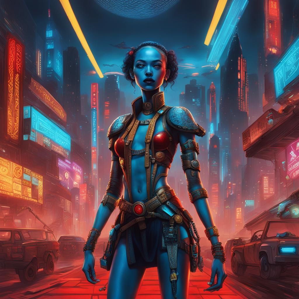 Goddesses of Fertility and Beauty in Cyberpunk Style