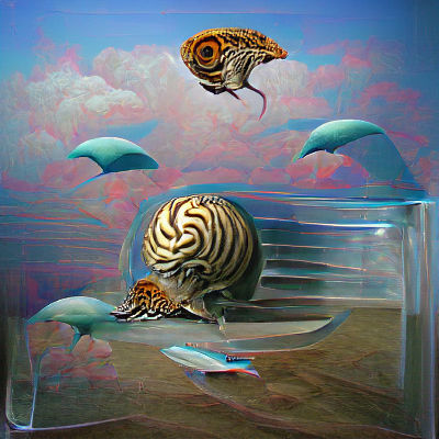 Abstract Nautilus Shell: Swirling Iridescence