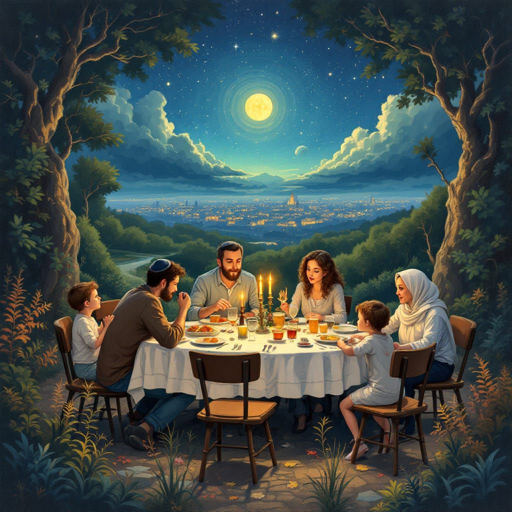 Idyllic Jewish Family Dinner as Earth Art