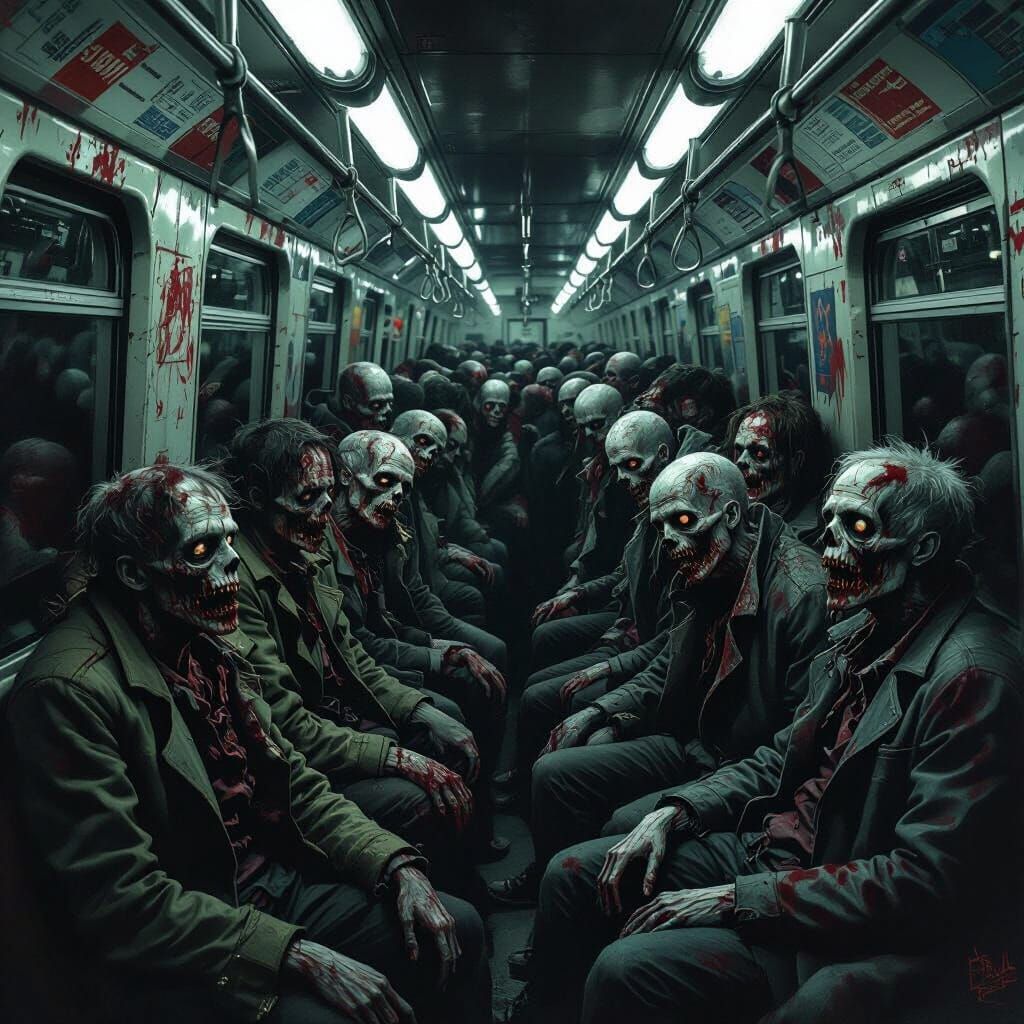 Undead in Paris Metro: Gothic Horror Scene
