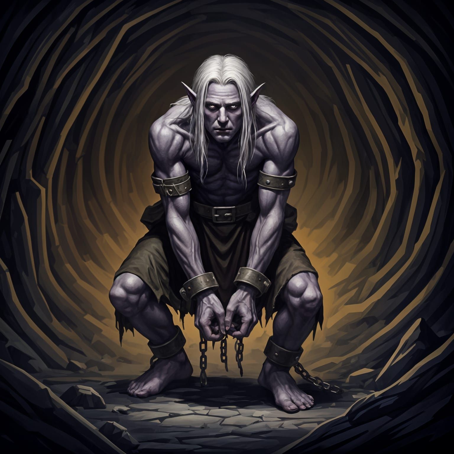 Drow Slave Miner in the Underdark
