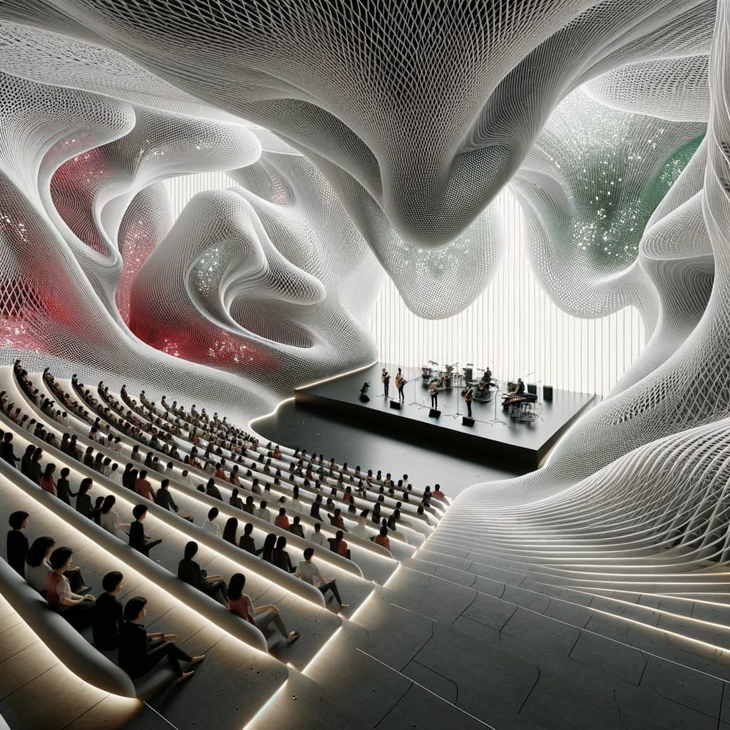 Futuristic Organic Auditorium with 3D Curved Walls