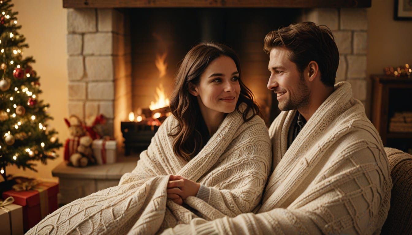 Cozy Christmas Scene with Golden Light