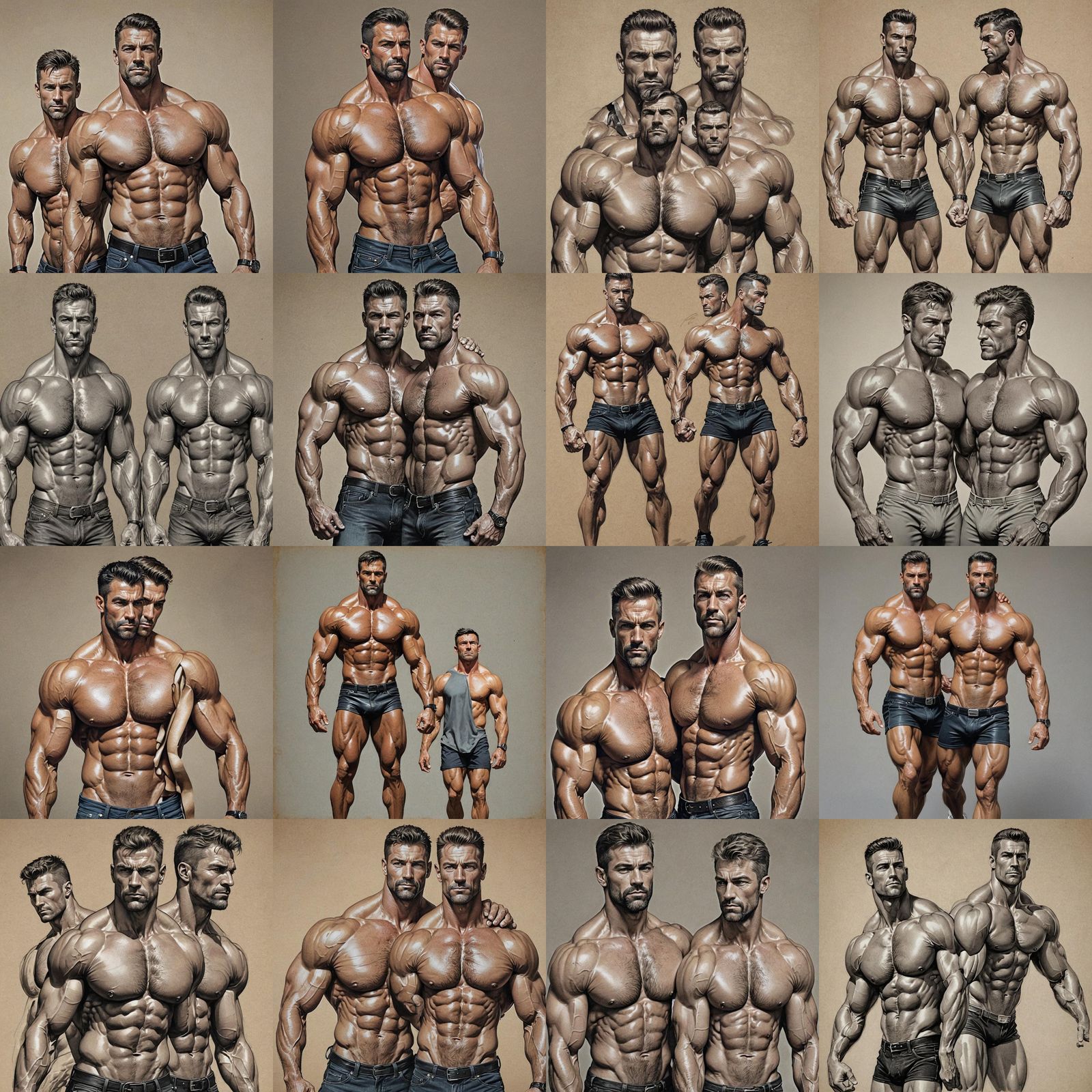 Realistic Image of Conjoined Muscular Man