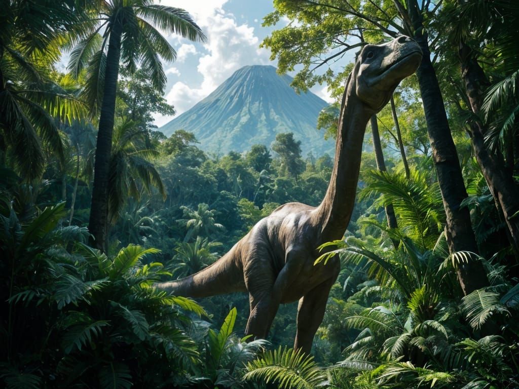 Brachiosaurus in Lush Prehistoric Jungle