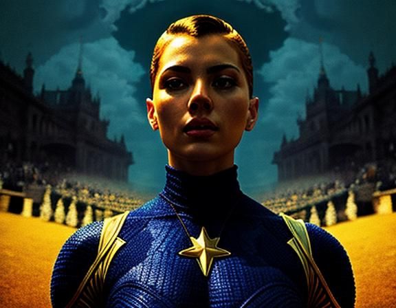 Hyperdetailed Superhuman in Golden Age Comic Style