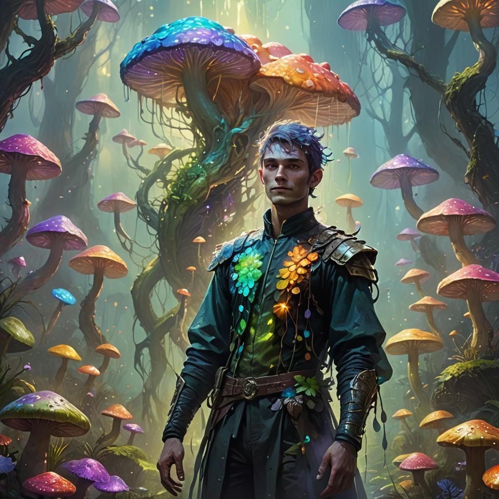 Ethereal Reptilian Humanoid in Fantasy Forest