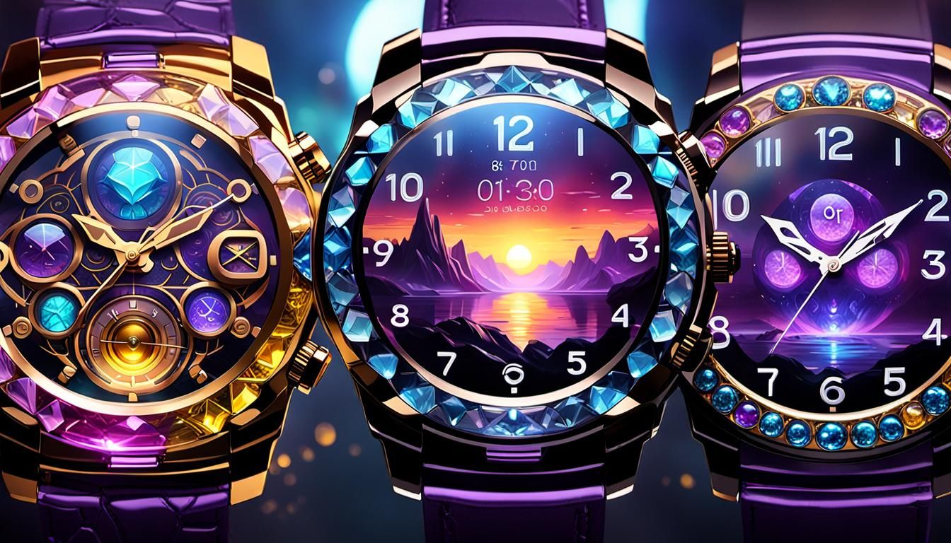 Crystal Smartwatches: Dark Fantasy Concept Art in 8K