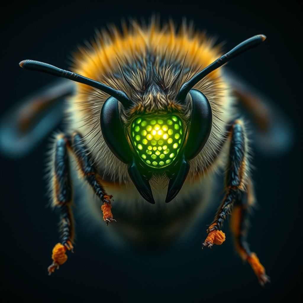 Hyper-Realistic Bee with Pollen in Cinematic Style