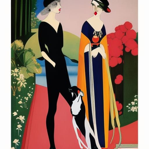 1920s Flapper and Borzoi Dog: Vintage Vogue Cover