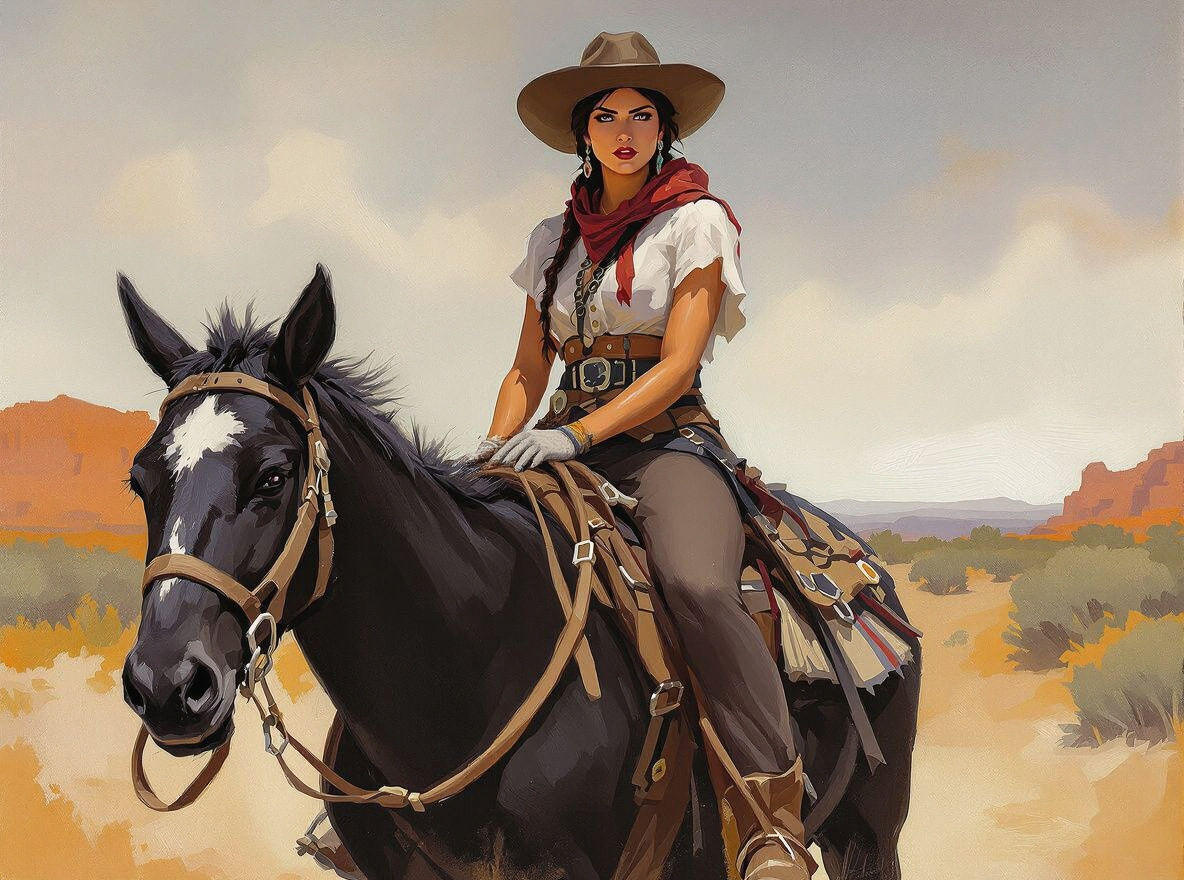 Mexican Bandit in Desert, Impressionistic Oil Painting