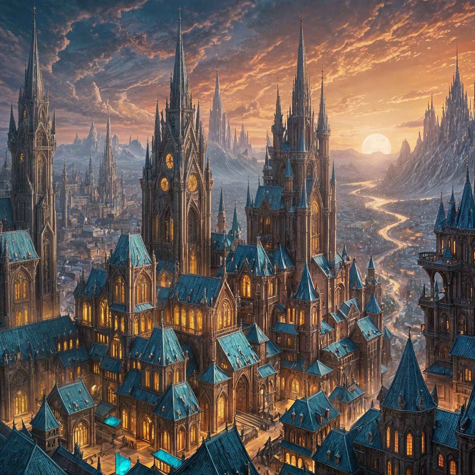 Futuristic Elven City with Ornate Architecture